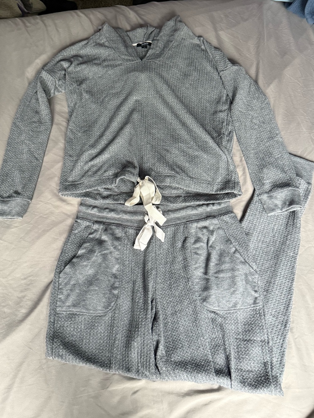 Alfani Light Gray Two-Piece Pajama Set with Drawstring